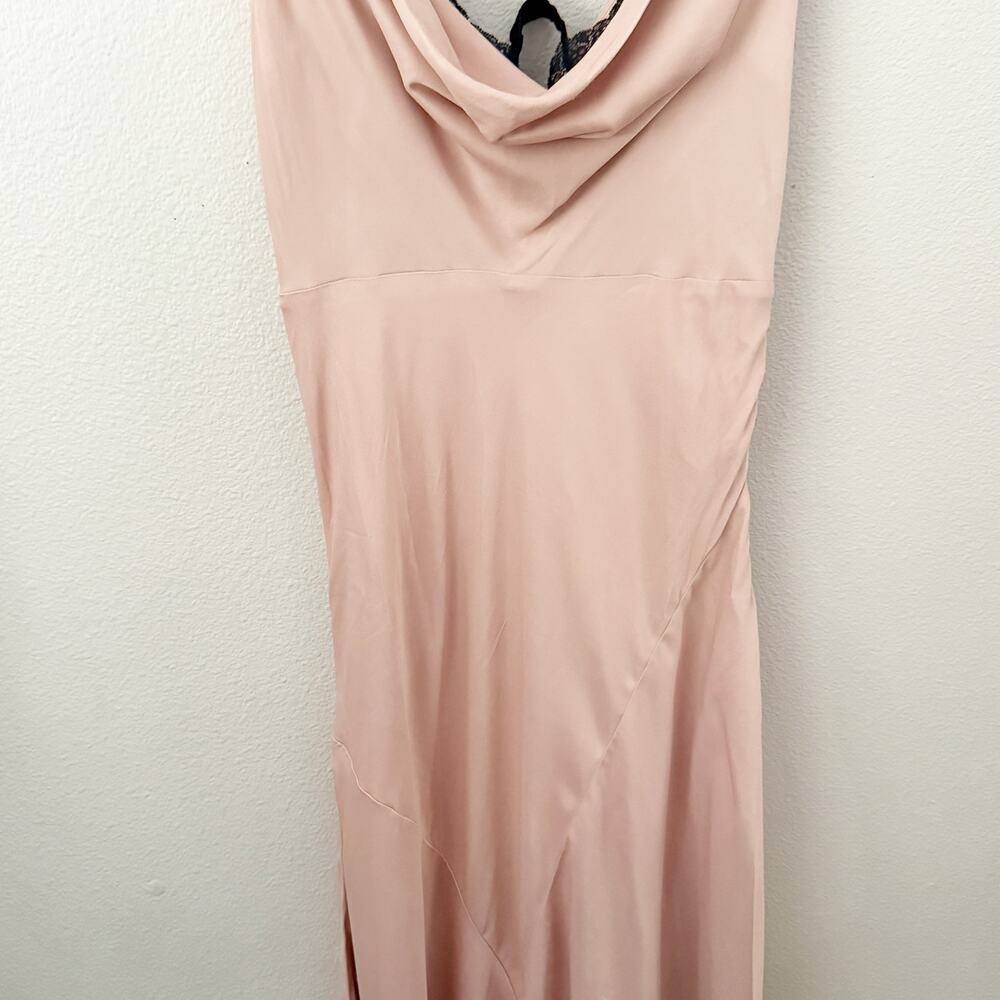 ANTHROPOLOGIE | Blush Pink Cowl-Neck  Twofer Slip Gown Lace Viscose | Medium - Picture 5 of 13